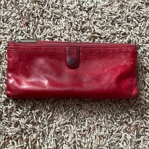 Hobo wallet, red leather